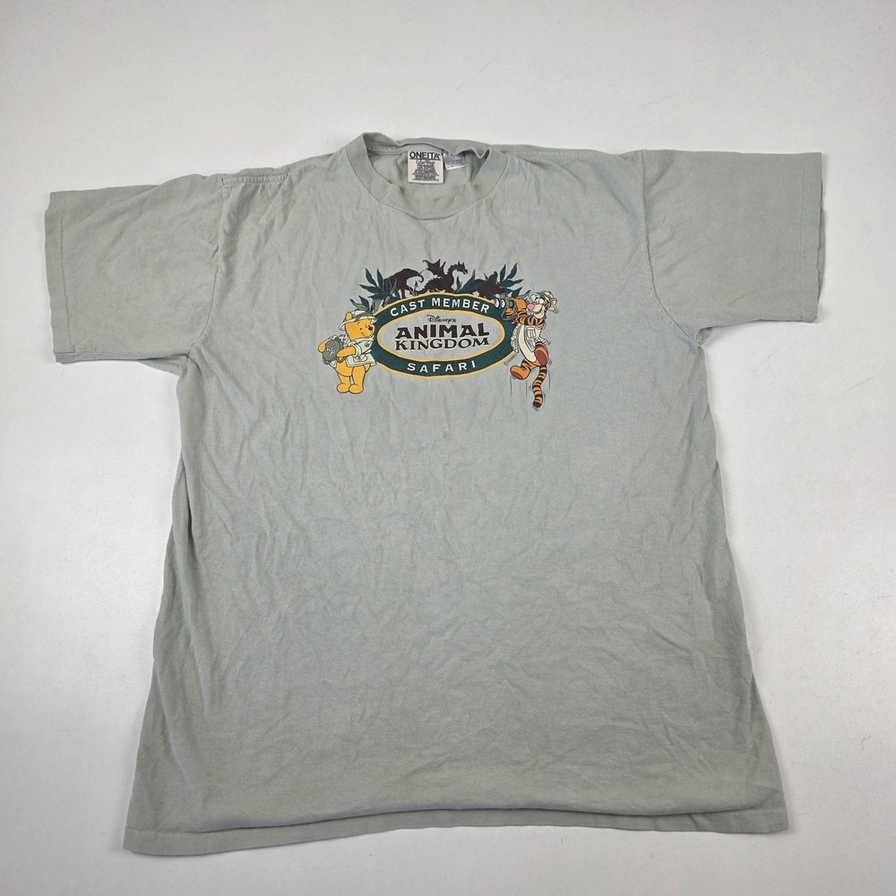 Vintage Disney Animal Kingdom Shirt Mens Large Gray Cast Member Pooh Tigger